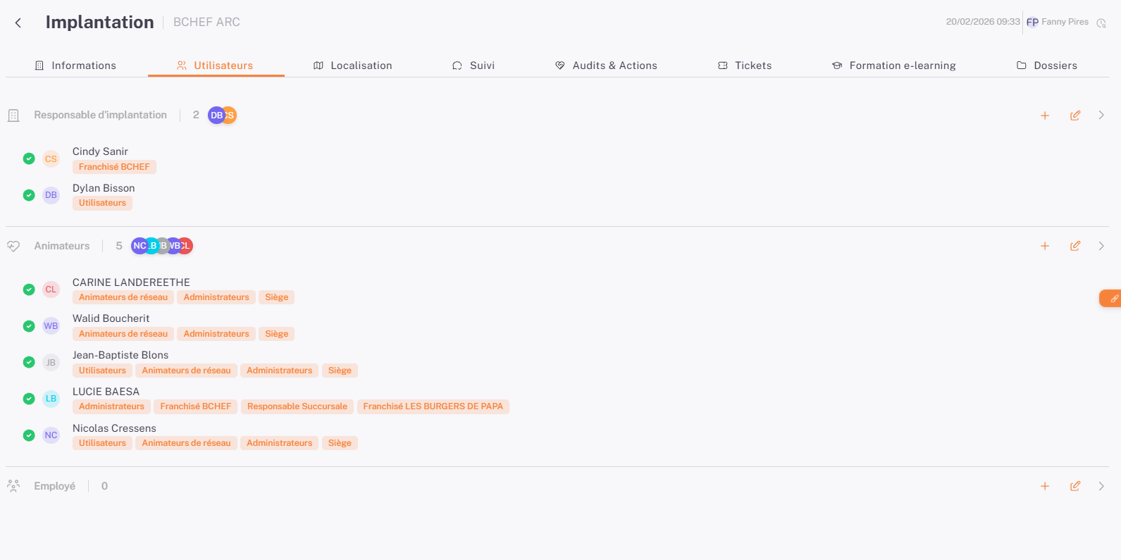 Liste des implantations 3